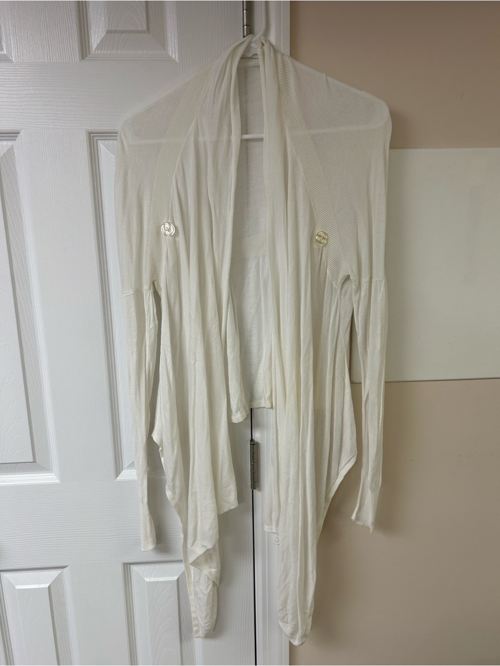 Belldini White Waterfall Open-Front Cardigan Lightweight
